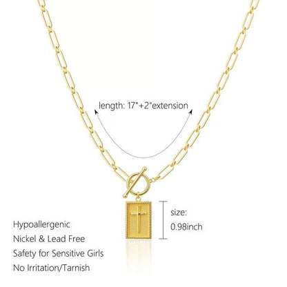 Cilifer®✝️ Cross Pendant Paperclip Chain Necklace.  Unisex. Waterproof and Sweat-Resistant