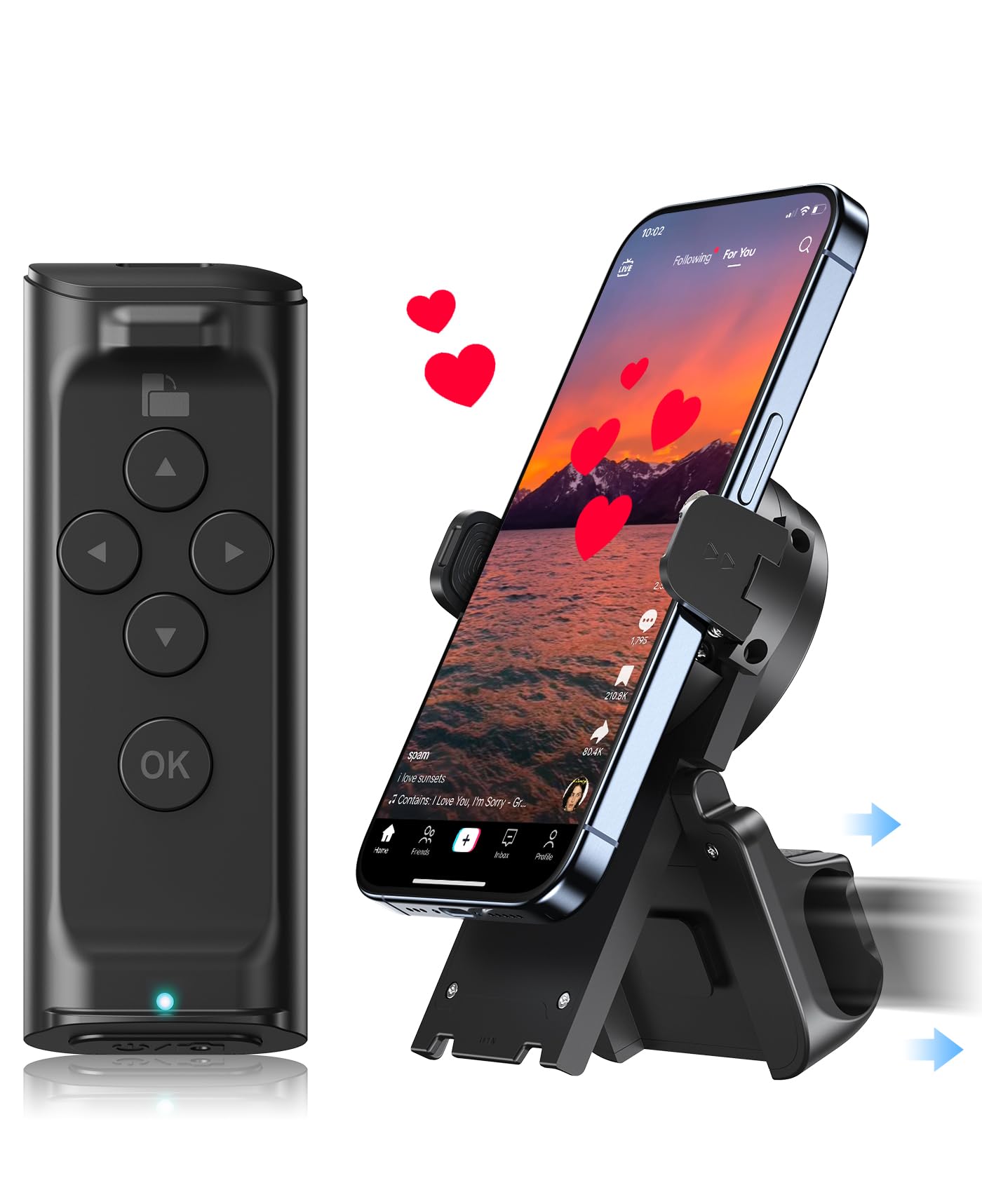 Cilifer®Remote Control Scrolling for TikTok. Page Turner for Kindle App. Camera Camcorder Remote Controls. Scrolling Remote for TikTok/iOS/Android/iPad/iPhone/Tablet with Phone Stand Black