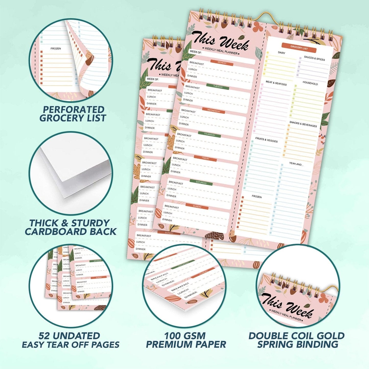 Cilifer®Handmade Bound Weekly Detachable Diet Plan Sheet