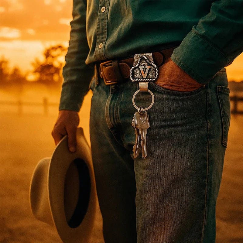 Cilifer®Handmade Cow Tag Belt  Key Holder with Custom Initial.