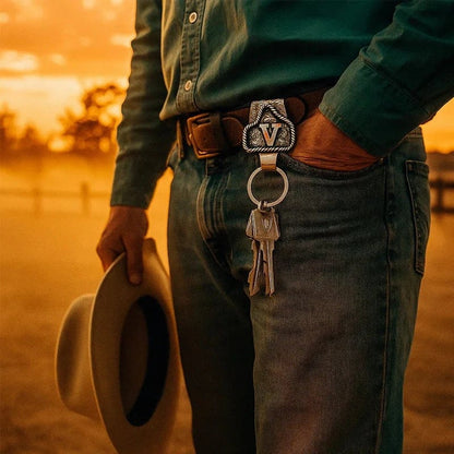 Cilifer®Handmade Cow Tag Belt  Key Holder with Custom Initial.