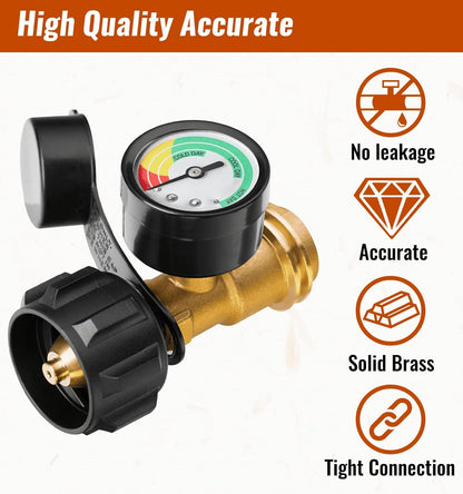 CZTICLE®Universal Propane Tank Gauge for 5-40 Pound LP Tanks | Gas Level Indicator for Grill. Heater. RV Camper. QCC1 Connection