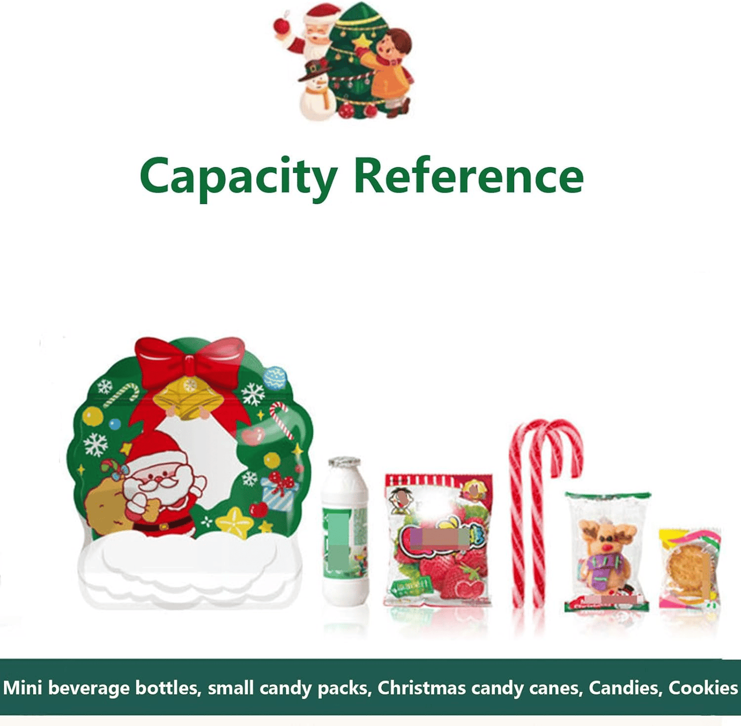 Cilifer®Christmas Treat Bags. Kids Xmas Sealable Bags With Handle 10 PCS