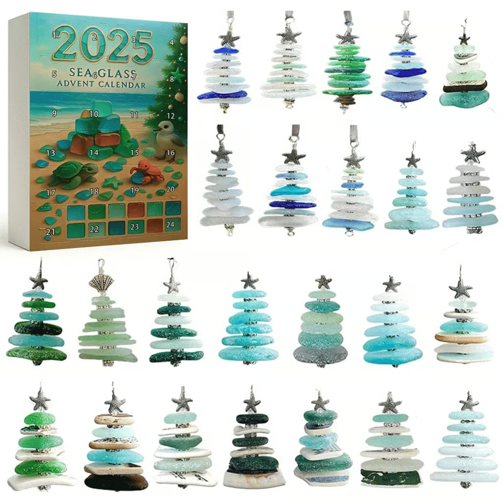 Cilifer®Sea Glass Christmas Tree Advent Calendar-2D Acrylic Christmas Tree Countdown Calendar
