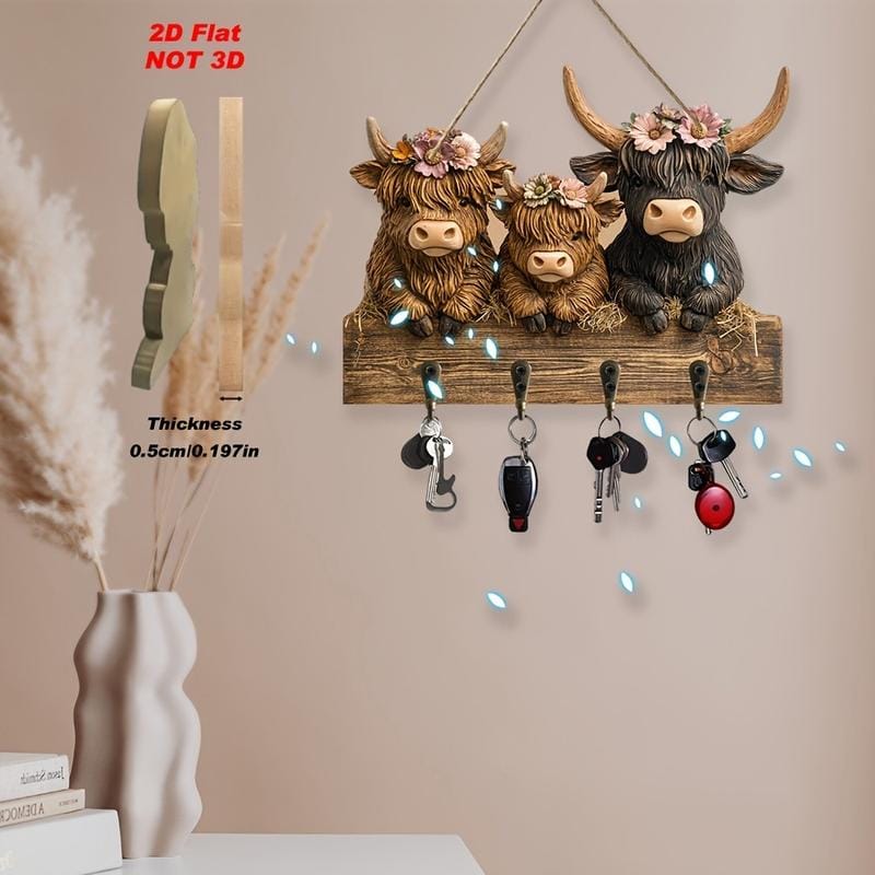 Cilifer®Rustic Highland Cow Wooden Hanging Ornament
