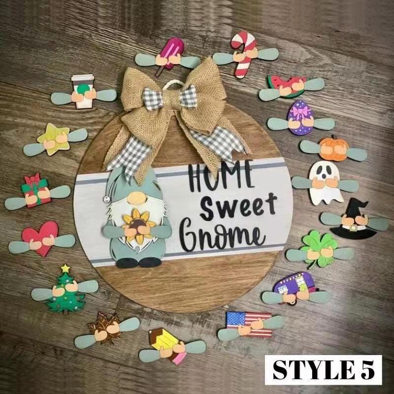 Cilifer®Season Promotion🌟Your Year-Round Festival of Creativity!🎄Interchangeable Wooden Gnome Welcome Sign🎈