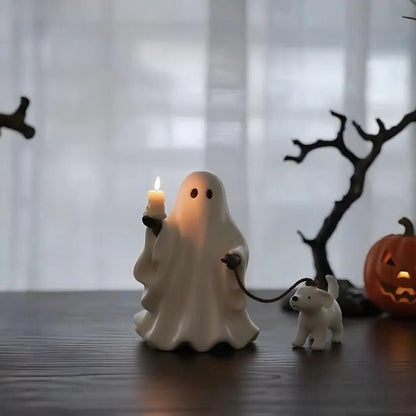 CZTICLE® Ghost & Pup Candle Holder | Whimsical Halloween Figurine