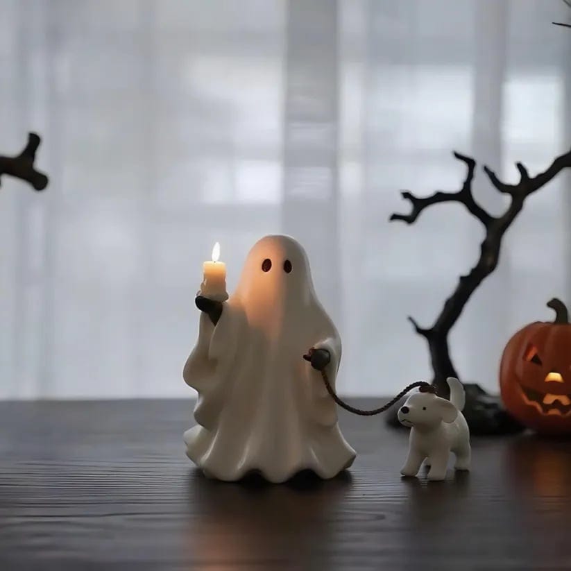 CZTICLE® Ghost & Pup Candle Holder | Whimsical Halloween Figurine
