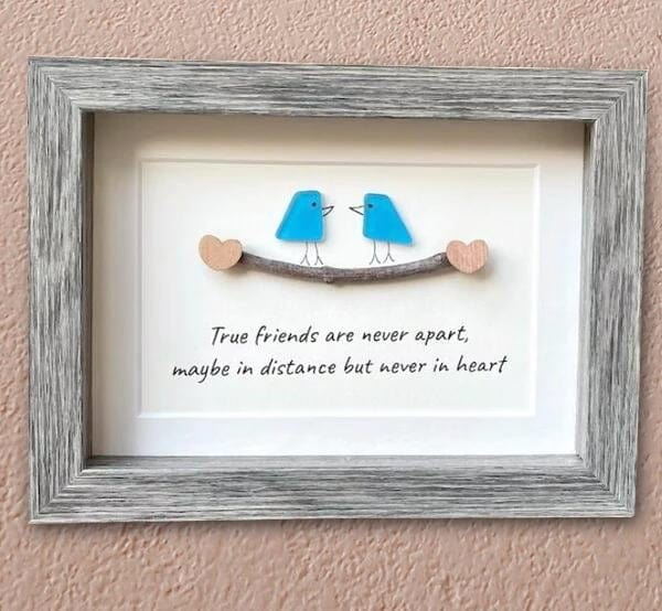 Cilifer®Handmade Friendship With Birds Sea Glass Framed Art