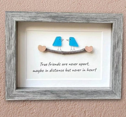 Cilifer®Handmade Friendship With Birds Sea Glass Framed Art