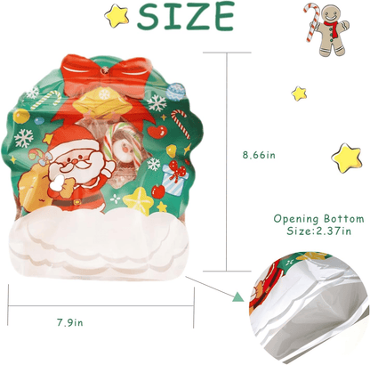 Cilifer®Christmas Treat Bags. Kids Xmas Sealable Bags With Handle 10 PCS