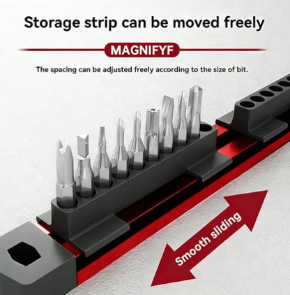 Cilifer®Pro-Series Aluminum Magnetic Hex Bit Organizer | 40-Slot 1/4 Drive Holder