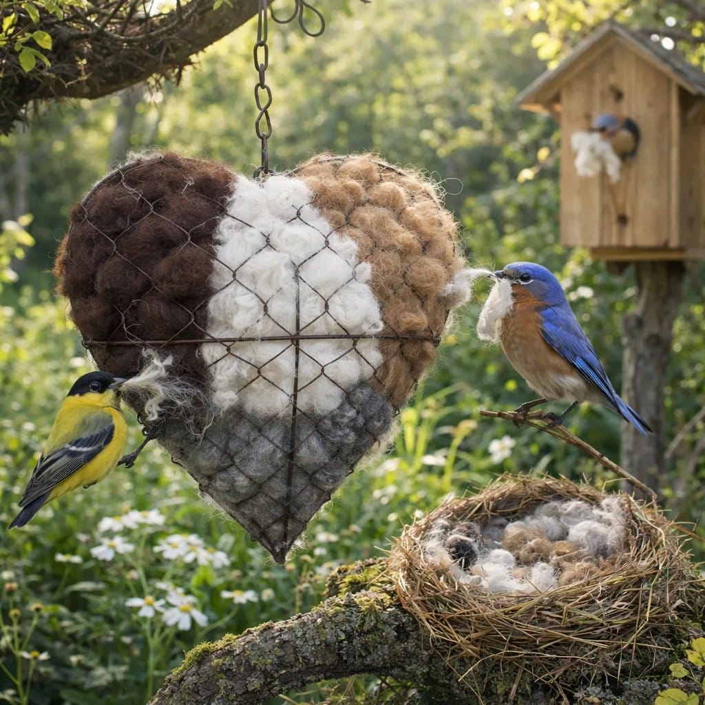 Cilifer®Handmade Alpaca Fiber Bird Nesting Heart 🏡