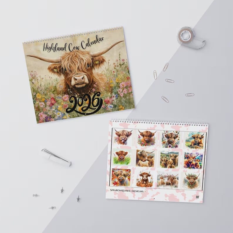 Cilifer®Highland Cow Calendar 2026 – Rustic Farmhouse Wall Art & Monthly Planner