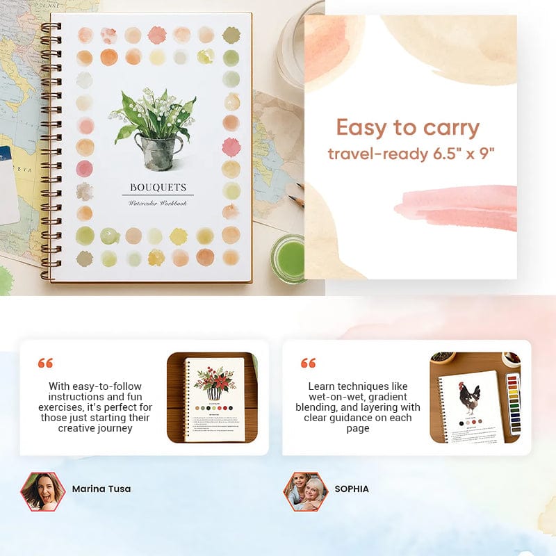 Cilifer®🎁Early Xmas Sales - 50% OFF🎅Watercolor Workbook for Beginners with 16 Colors Paint