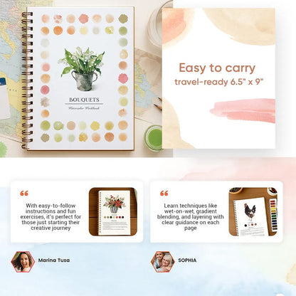 Cilifer®🎁Early Xmas Sales - 50% OFF🎅Watercolor Workbook for Beginners with 16 Colors Paint