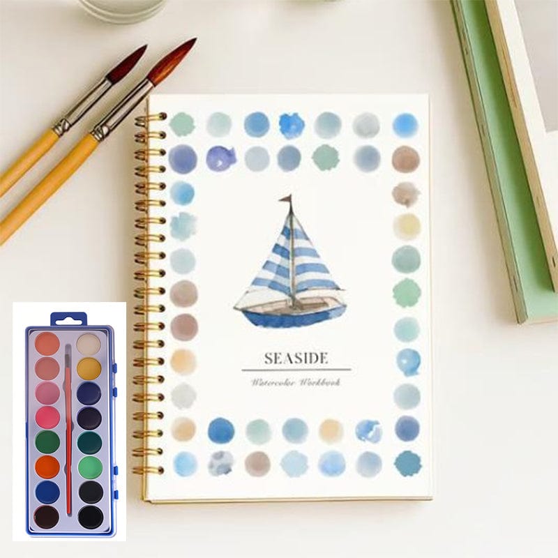 Cilifer®🎁Early Xmas Sales - 50% OFF🎅Watercolor Workbook for Beginners with 16 Colors Paint