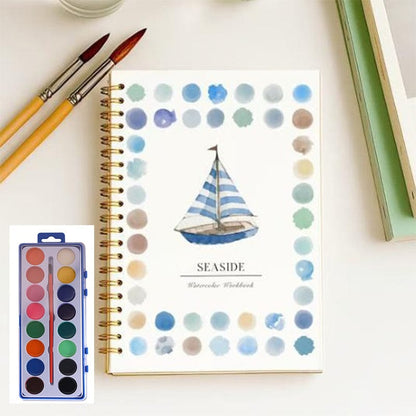 Cilifer®🎁Early Xmas Sales - 50% OFF🎅Watercolor Workbook for Beginners with 16 Colors Paint