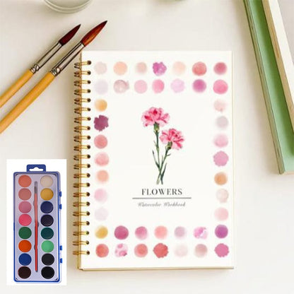 Cilifer®🎁Early Xmas Sales - 50% OFF🎅Watercolor Workbook for Beginners with 16 Colors Paint