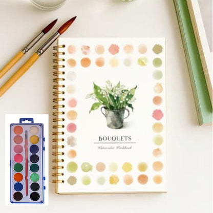 Cilifer®🎁Early Xmas Sales - 50% OFF🎅Watercolor Workbook for Beginners with 16 Colors Paint