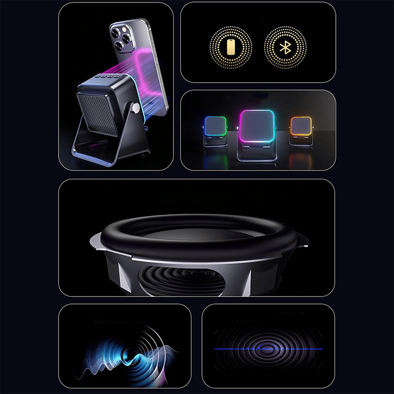 Cilifer® 🎶📱 5-in-1 Wireless Induction Speaker with Adjustable Phone Stand